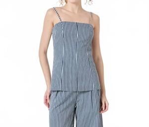 NEW ENGLISH FACTORY harbor line structured cami top in blue